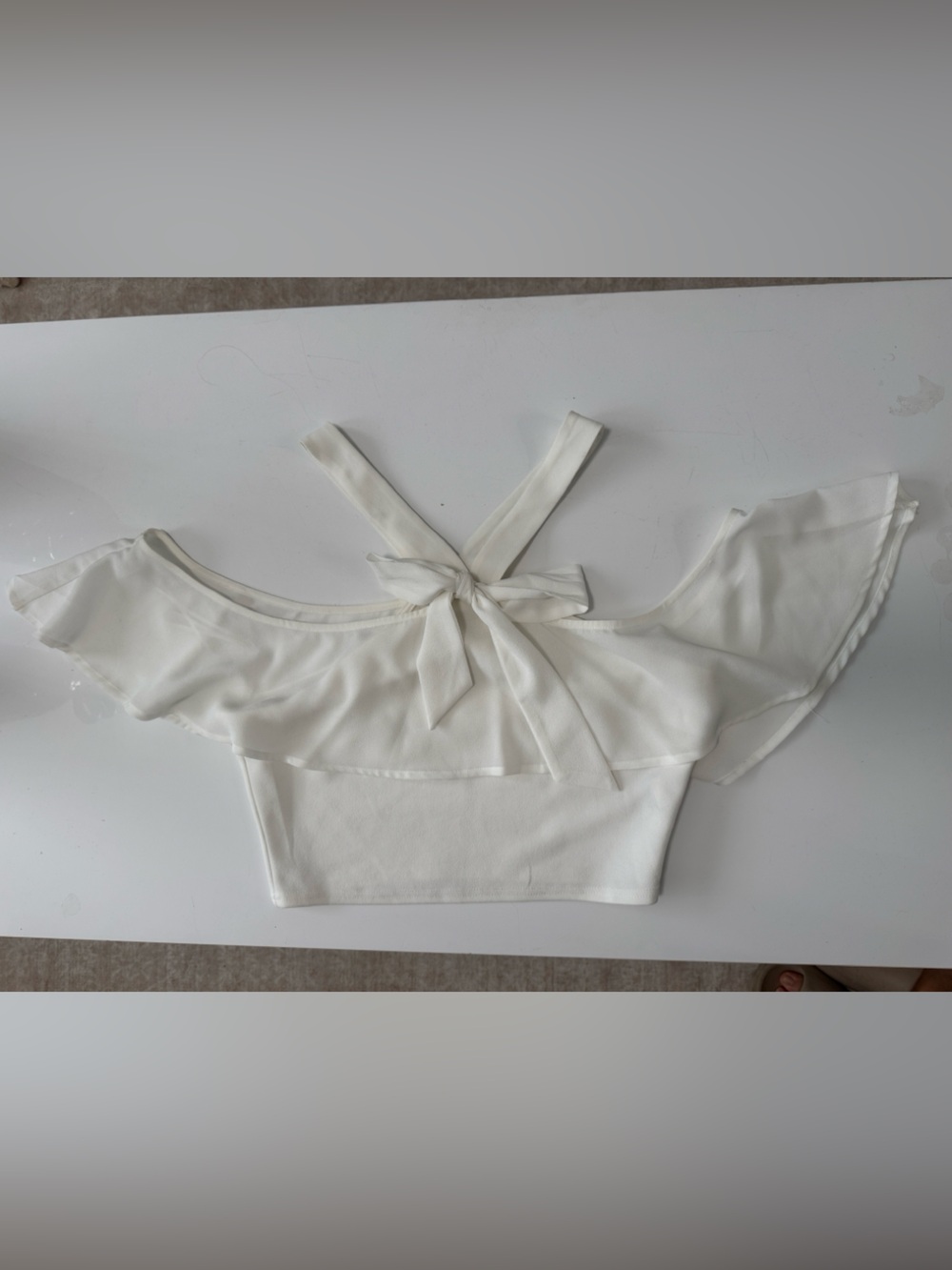 Jealous Tomato White One-Shoulder Tie-Front Crop Top